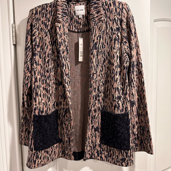 Nic+Zoe Bark Mix Blazer Open Cardigan Sweater Sz M NWT MSRP $178 - Picture 2 of 7